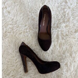 Donald J Pliner Heels Pumps Brown Suede Leather Trim High Heel Shoes‎ 6.5
